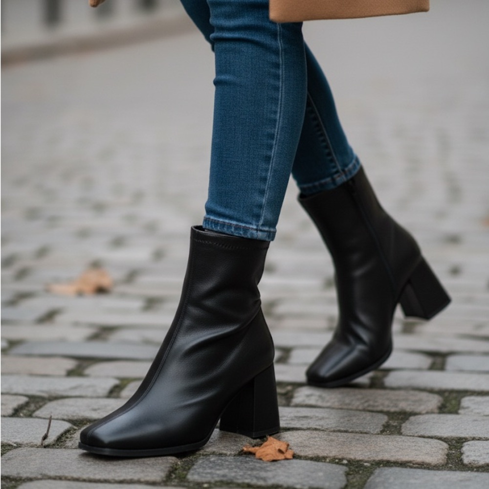 ✨ NEW Black Heeled Ankle Boots – Sleek & Chic ✨